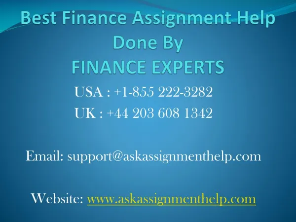 Best Finance Assignment Homework Help