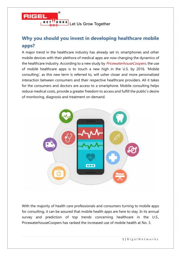 Why you should you invest in developing healthcare mobile apps
