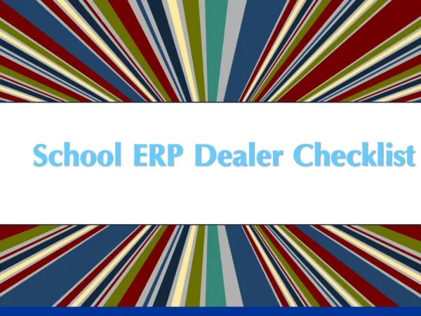 School ERP Dealer Checklist
