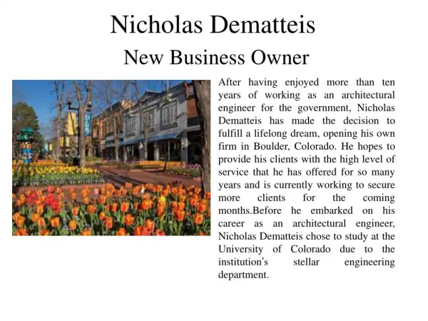 Nicholas Dematteis New Business Owner