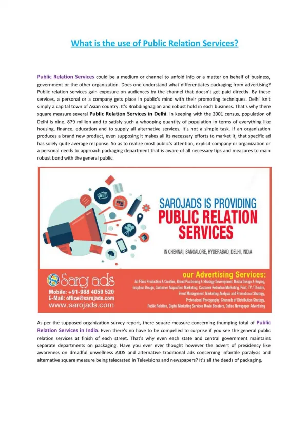 What is the Use of Public Relation Services