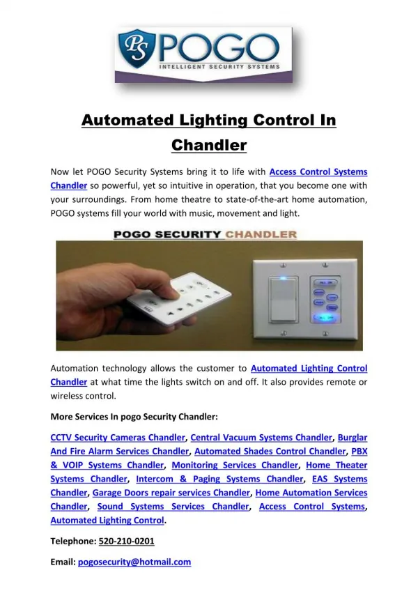 Automated Lighting Control In Chandler