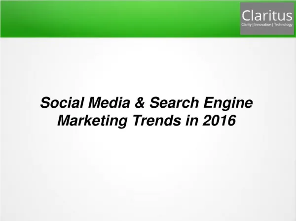 Social Media & Search Engine Marketing Trends in 2016