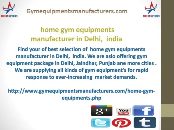 home gym equipments manufacturer in Delhi, india