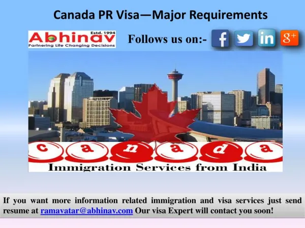 Canada PR Visa—Major Requirements