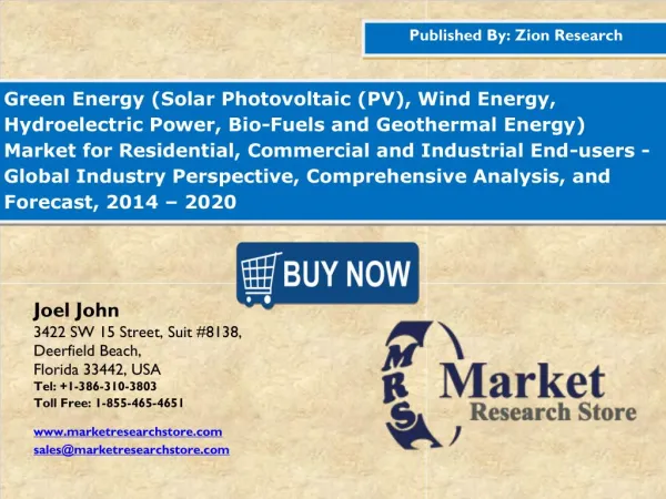 global green energy market was valued at around USD 550 billion in 2014 and is expected to reach USD 900 billion in 2020