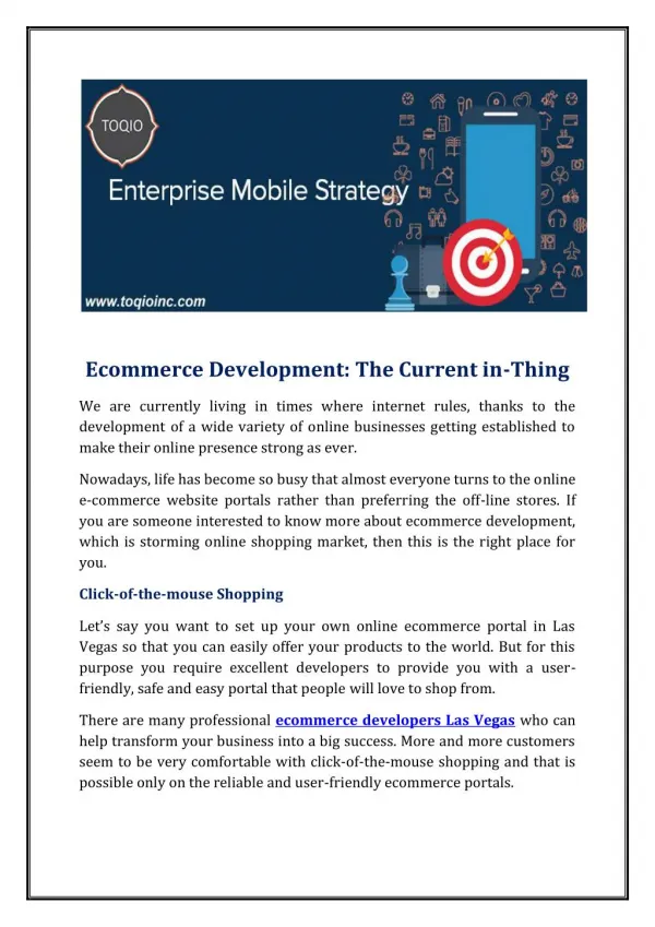 Ecommerce Development: The Current in-Thing