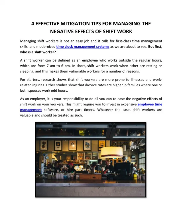 4 Effective Mitigation Tips for Managing the Negative Effects of Shift Work