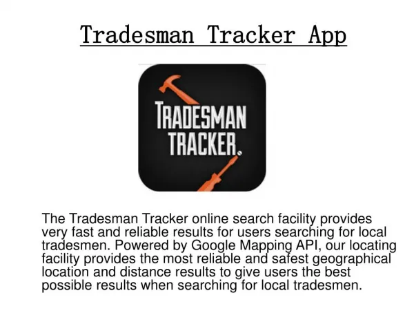 Tradesman Tracker - GPS Tracking App