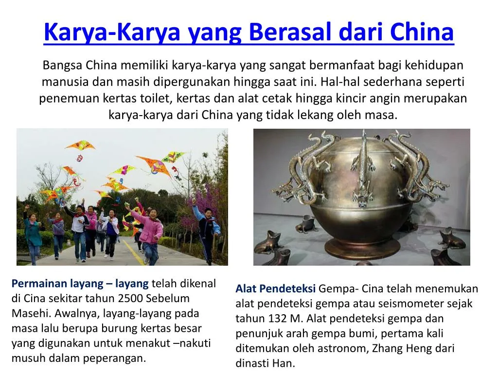 karya karya yang berasal dari china