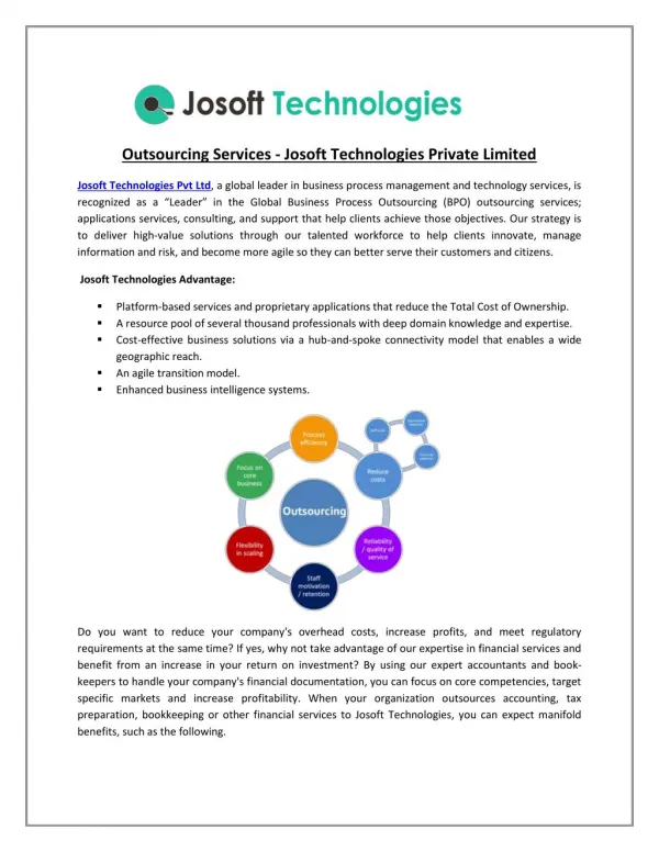 JOSOFT TECHNOLOGIES provides world class outsourcing