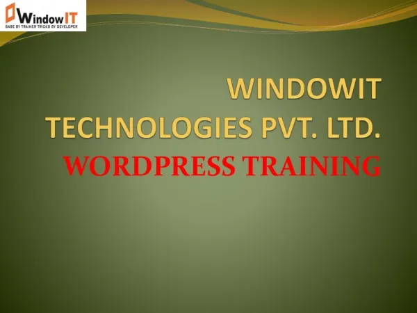 Windowit | Wordrpess Training in Chandigarh