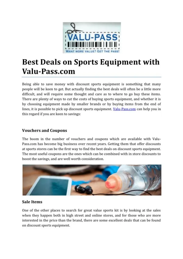 Best Deals on Sports Equipment with Valu-Pass.com