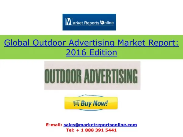 Outdoor Advertising Industry Forecasts to 2019