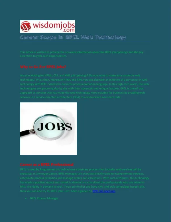 Grow Your Career in BPEL Sector - Wisdomjobs