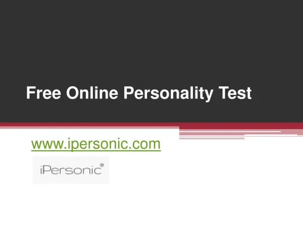 Free Online Personality Test - www.ipersonic.com
