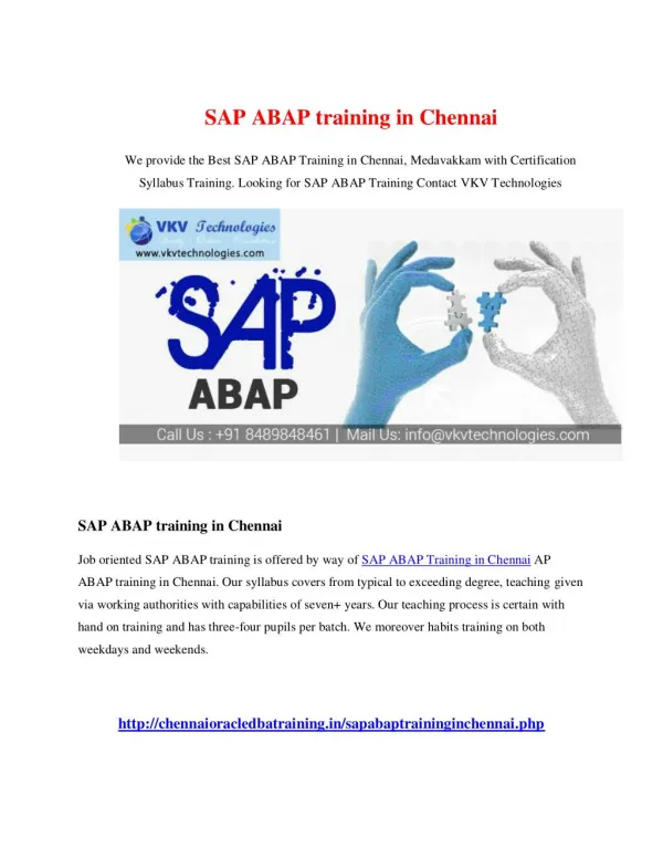 SAP ABAP Training in Chennai