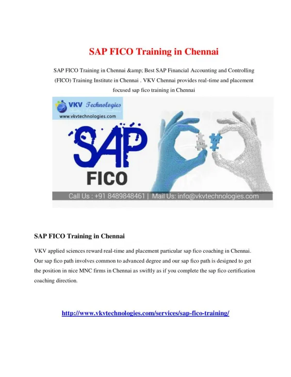 SAP FICO Training in Chennai