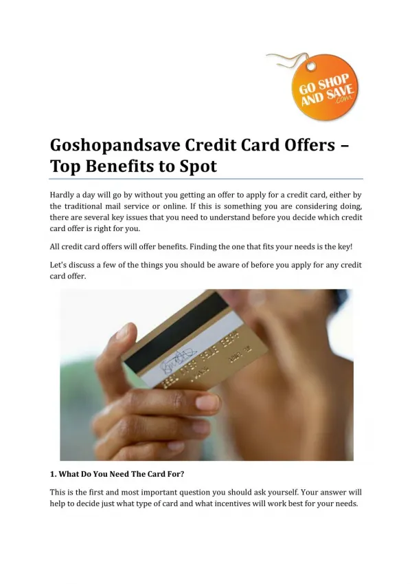 Goshopandsave Credit Card Offers