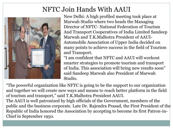 NFTC Join Hands With AAUI