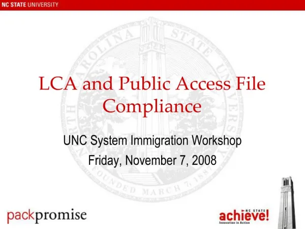 LCA and Public Access File Compliance