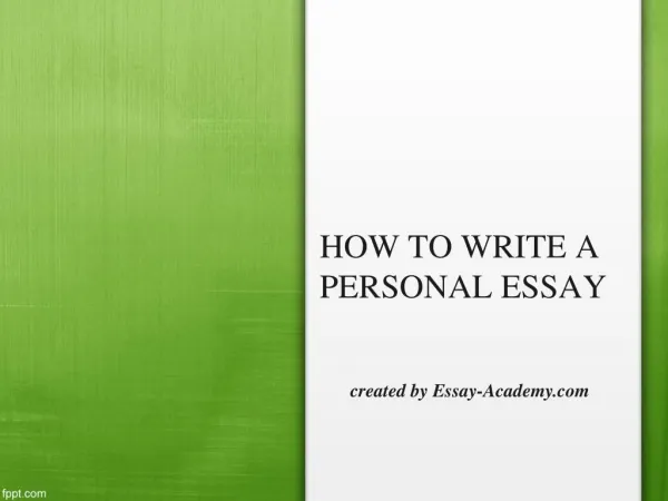 How to write a Personal Essay