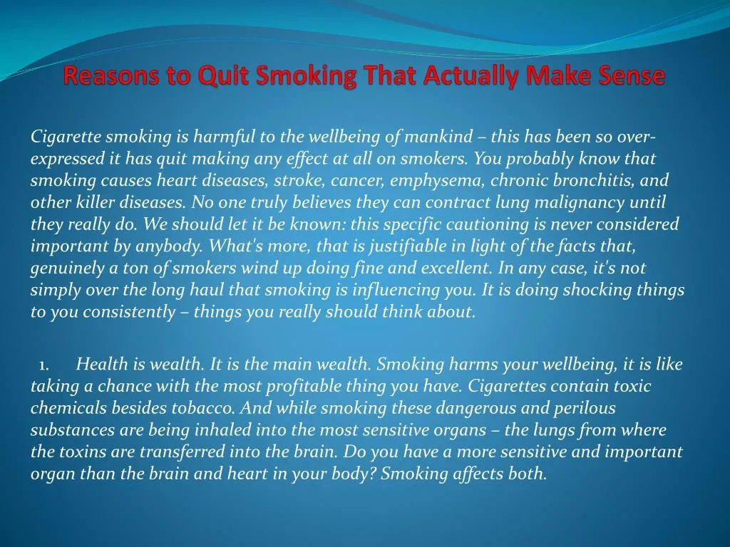 reasons to quit smoking that actually make sense