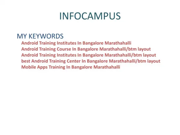 Android Training Institutes In Bangalore Marathahalli