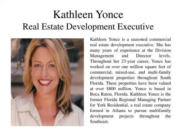 Kathleen Yonce Real Estate Development Executive