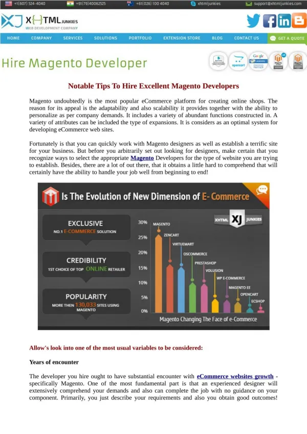Notable Tips To Hire Excellent Magento Developers