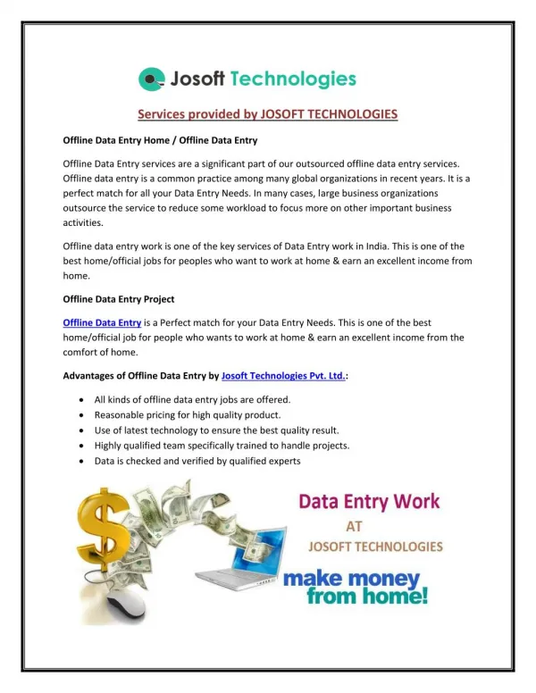 Get Offline Data Entry Work and Earn Money at Home