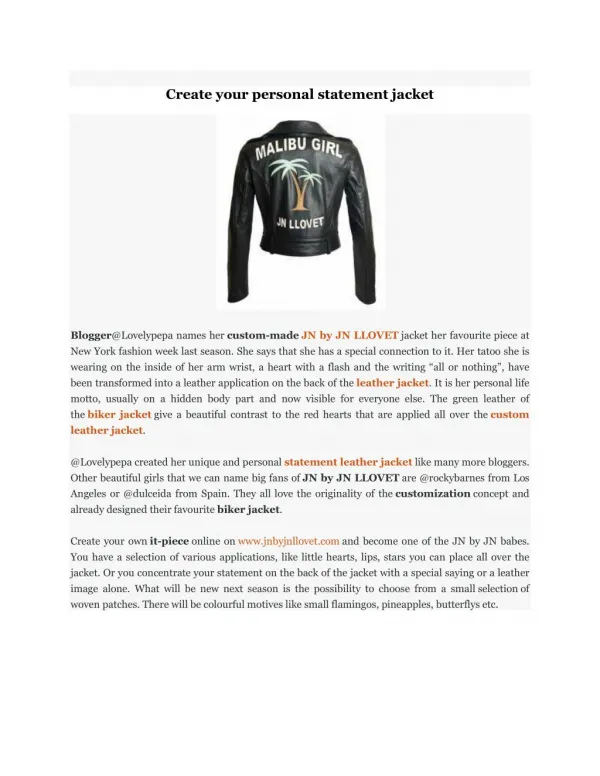 Create your personal statement jacket