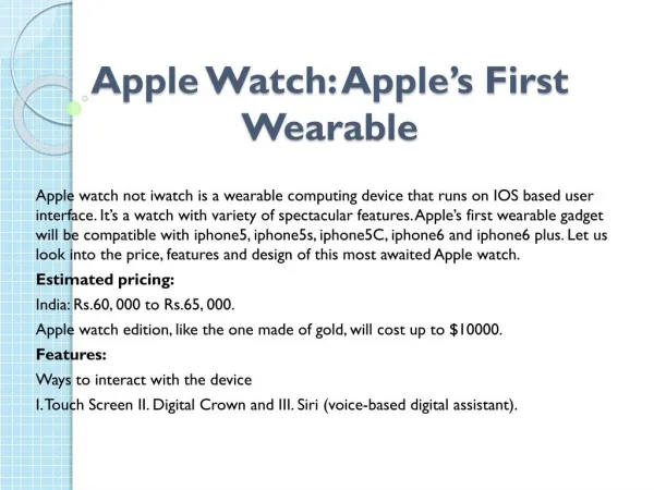 Apple Watch: Apple’s First Wearable