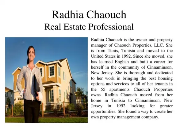 Radhia Chaouch Real Estate Professional