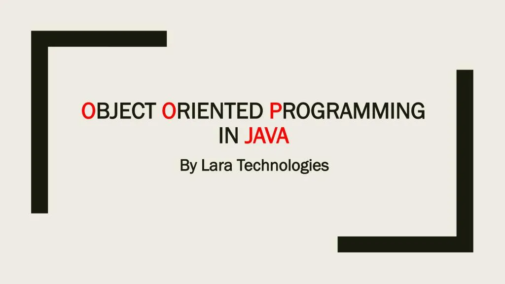 o bject o riented p rogramming in java