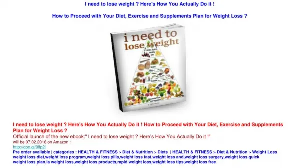 I need to lose weight ? Here's How You Actually Do it ! How to Proceed with Your Diet, Exercise and Supplements Plan for
