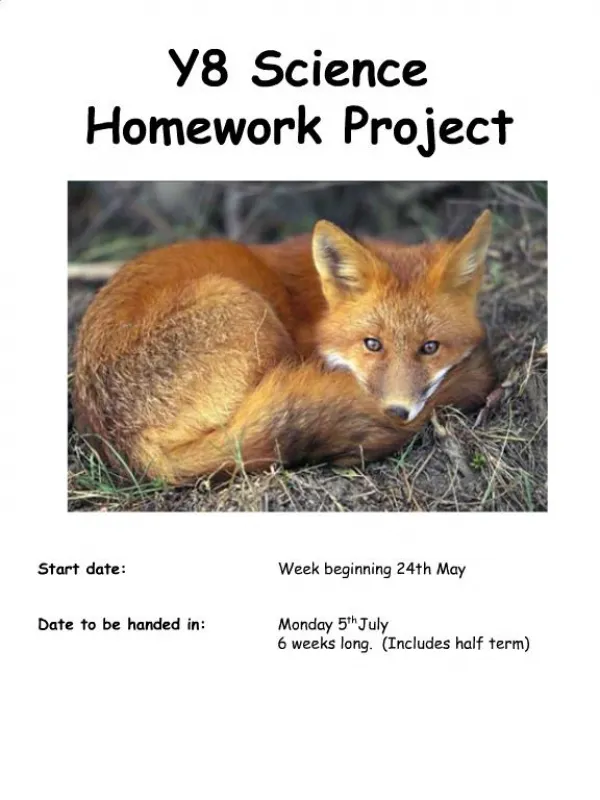 Y8 Science Homework Project