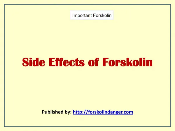 Side Effects of Forskolin