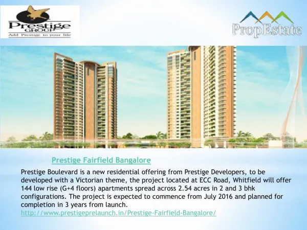 Prestige Fairfield Pre launch Price List | Best Apartments Size