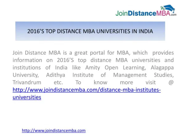 2016's Updated List of Top Distance MBA Universities in India