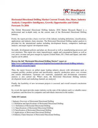 Horizontal Directional Drilling Market Ongoing Trends, Growth Prospects & Challenges by 2016 - slide 1