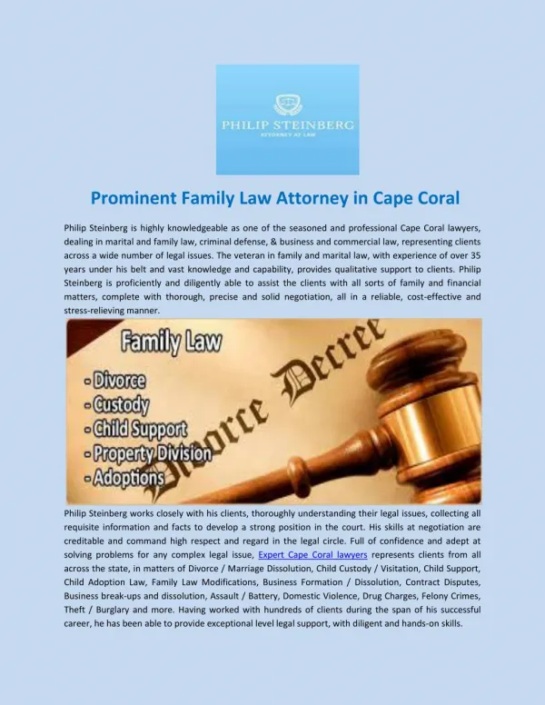 Prominent family law attorney in Cape Coral