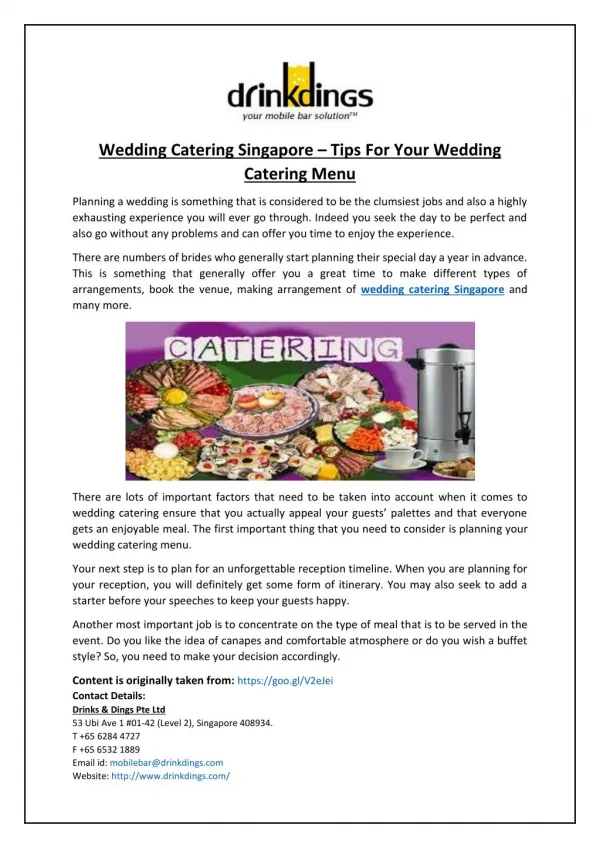 Wedding Catering Singapore – Tips For Your Wedding Catering Menu