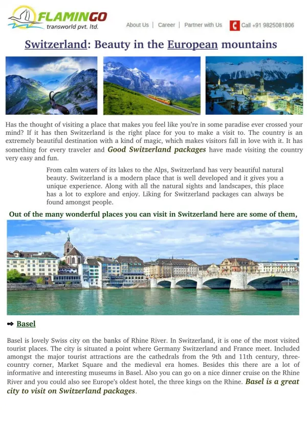 Switzerland: Beauty in the European mountains
