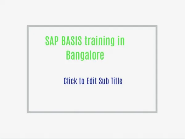 SAP BASIS training in Bangalore
