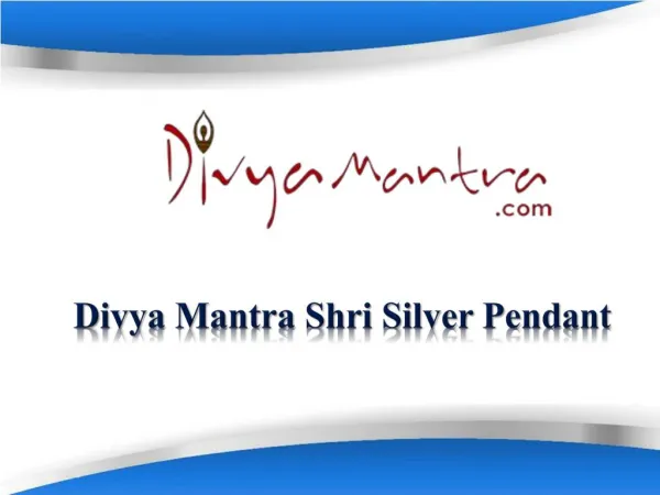 Divya Mantra Shri Silver Pendant