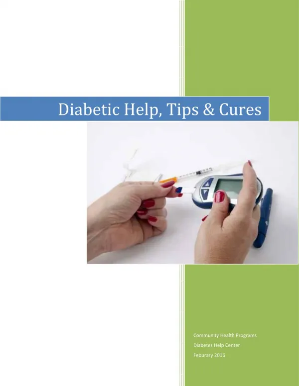New Cures and Treatments for Diabetes