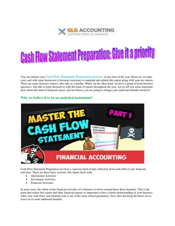 GLG Accounting | Comprehensive Cash Flow Statement Preparation