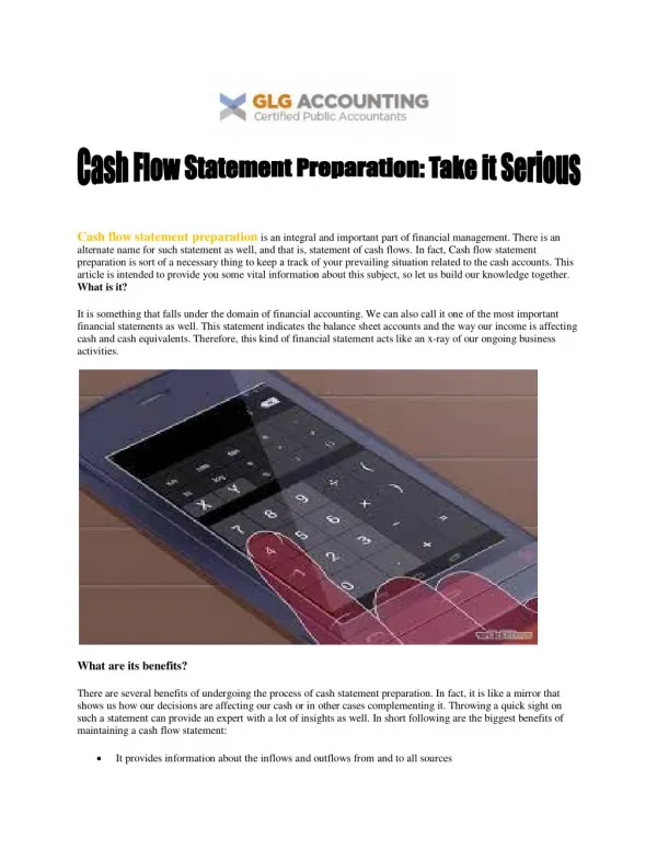 GLG Accounting | Comprehensive Cash Flow Statement Preparation