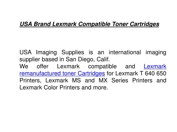 USA Brand Lexmark Compatible Toner Cartridges
